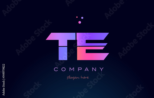 te t e creative blue pink purple alphabet letter logo icon design photo