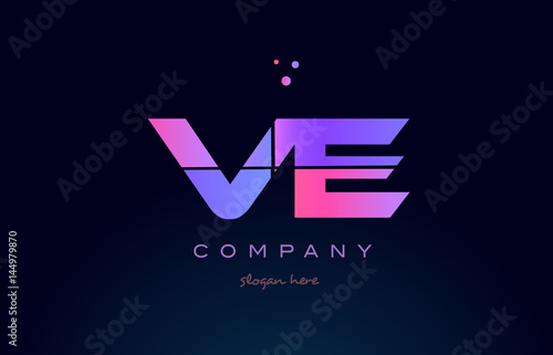 ve v e creative blue pink purple alphabet letter logo icon design