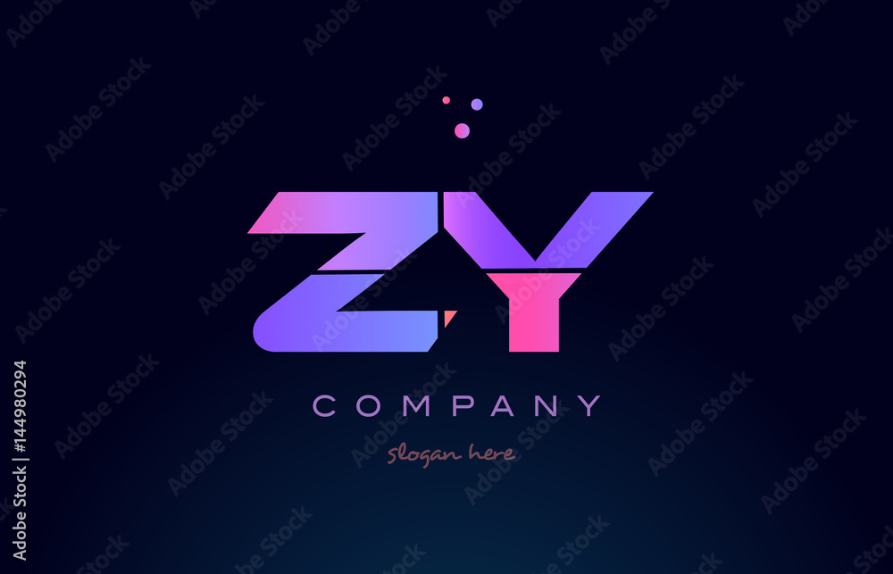 Obraz premium zy z y creative blue pink purple alphabet letter logo icon design