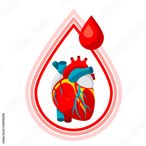 Donate blood. Medical and healthcare iIllustration of human heart