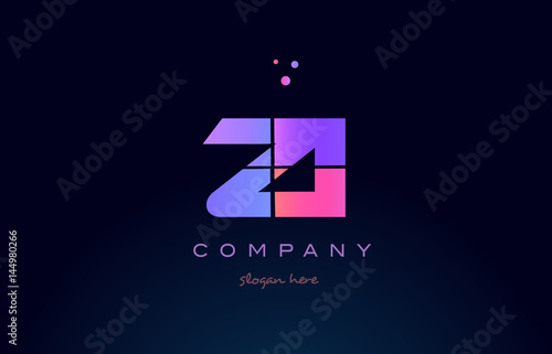 zi z i creative blue pink purple alphabet letter logo icon design