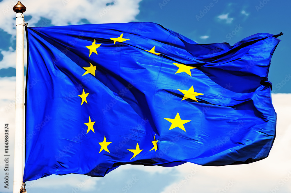 EU flags. EU flags.