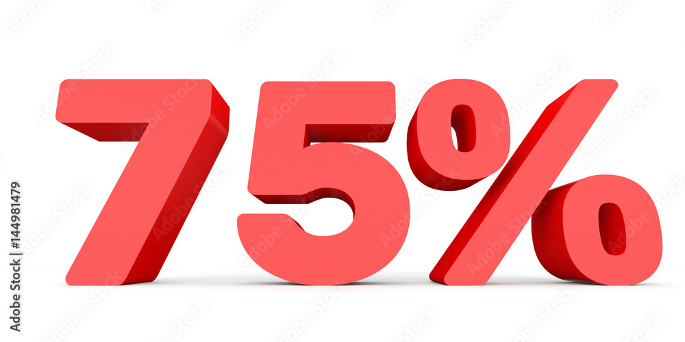 Seventy five percent off. Discount 75 %.
