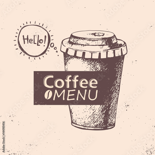 Cup of coffee. Vector illustration. Menu design