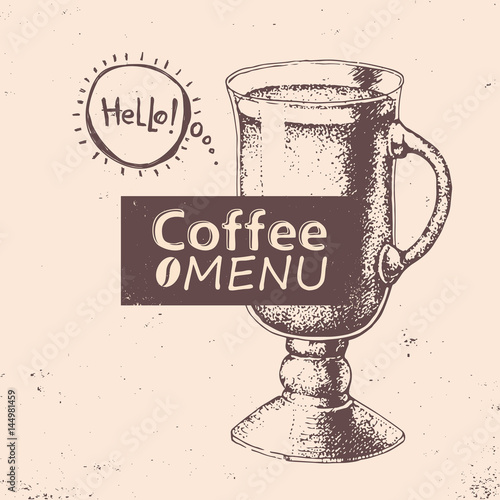 Cup of coffee. Vector illustration. Menu design