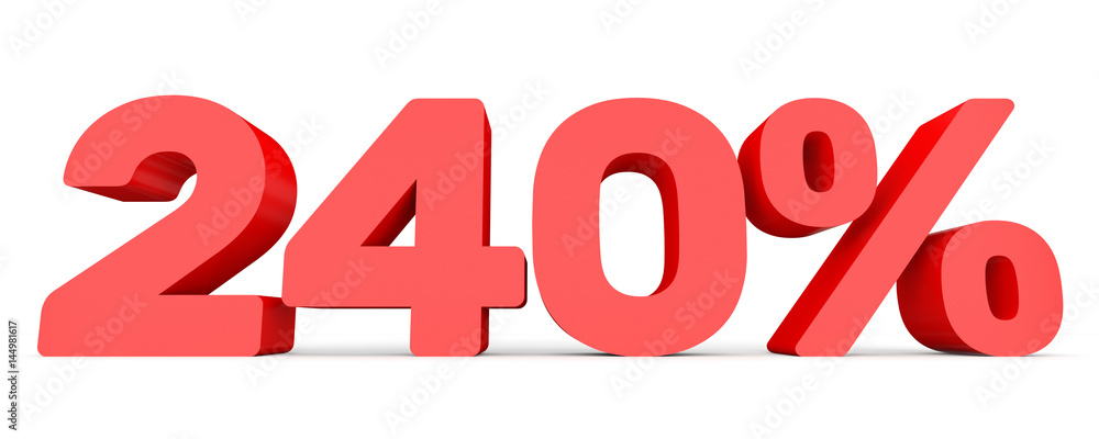 Two hundred and forty percent. 240 %. 3d illustration. Two hundred and forty percent. 240 %. 3d illustration.