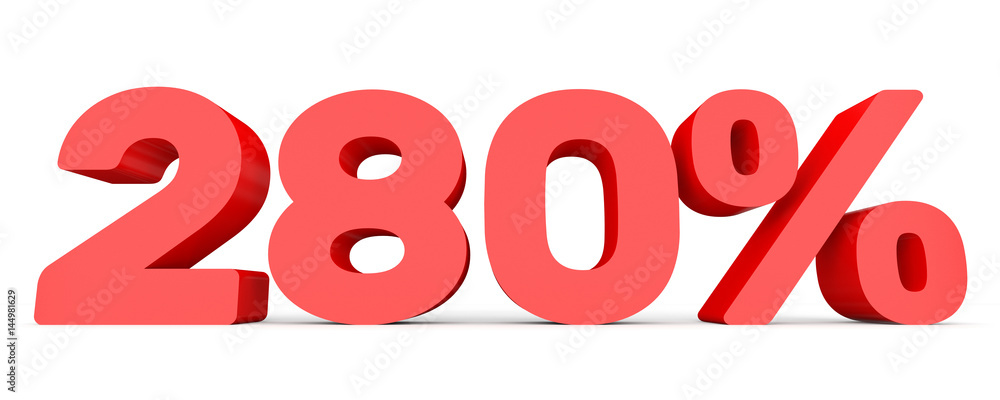 Two hundred and eighty percent. 280 %. 3d illustration. Two hundred and eighty percent. 280 %. 3d illustration.