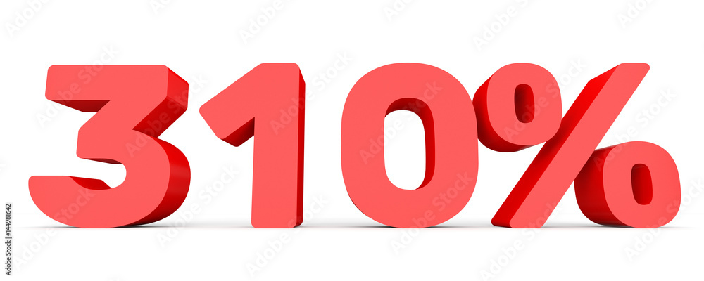 Three hundred and ten percent. 310 %. 3d illustration. Three hundred and ten percent. 310 %. 3d illustration.