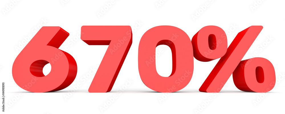 Six hundred and seventy percent. 670 %. 3d illustration. Six hundred and seventy percent. 670 %. 3d illustration.