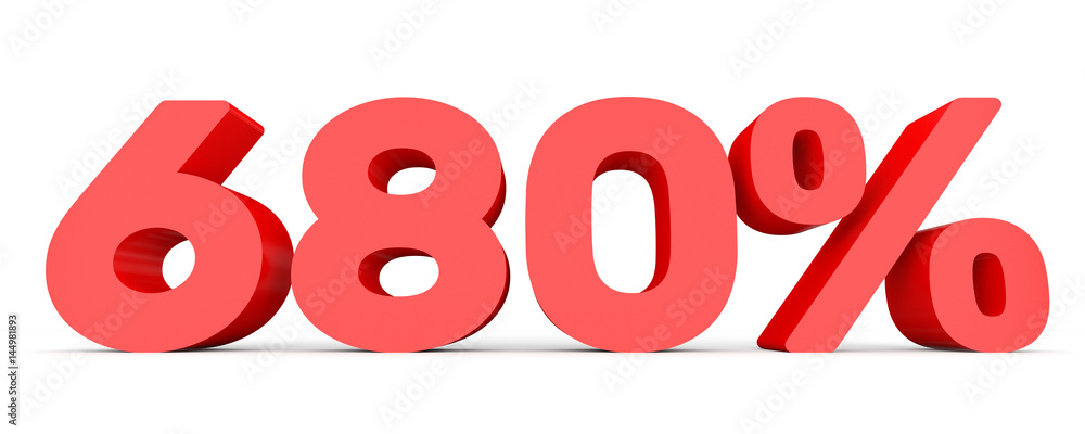 Six hundred and eighty percent. 680 %. 3d illustration. Six hundred and eighty percent. 680 %. 3d illustration.