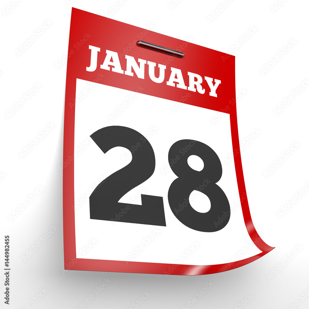 January 28. Calendar on white background. January 28. Calendar on white background.