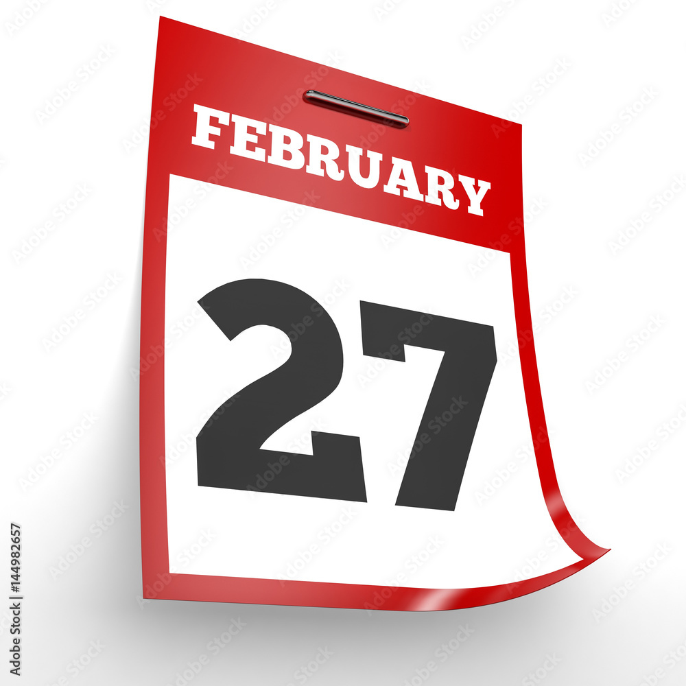 February 27. Calendar on white background. February 27. Calendar on white background.