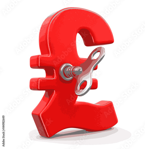 Pound Sign with winding key. Image with clipping path