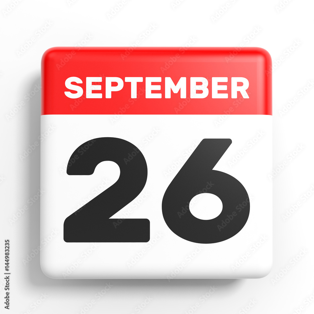 September 26. Calendar on white background. September 26. Calendar on white background.