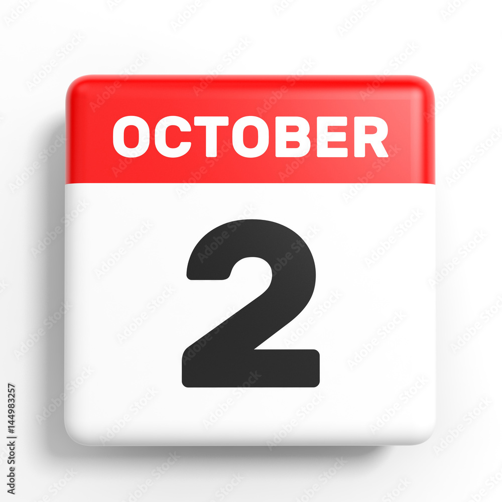 October 2. Calendar on white background. October 2. Calendar on white background.