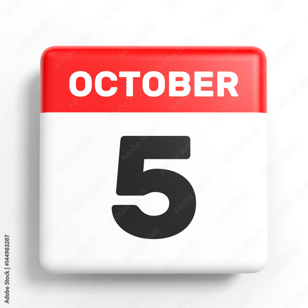 October 5. Calendar on white background. October 5. Calendar on white background.