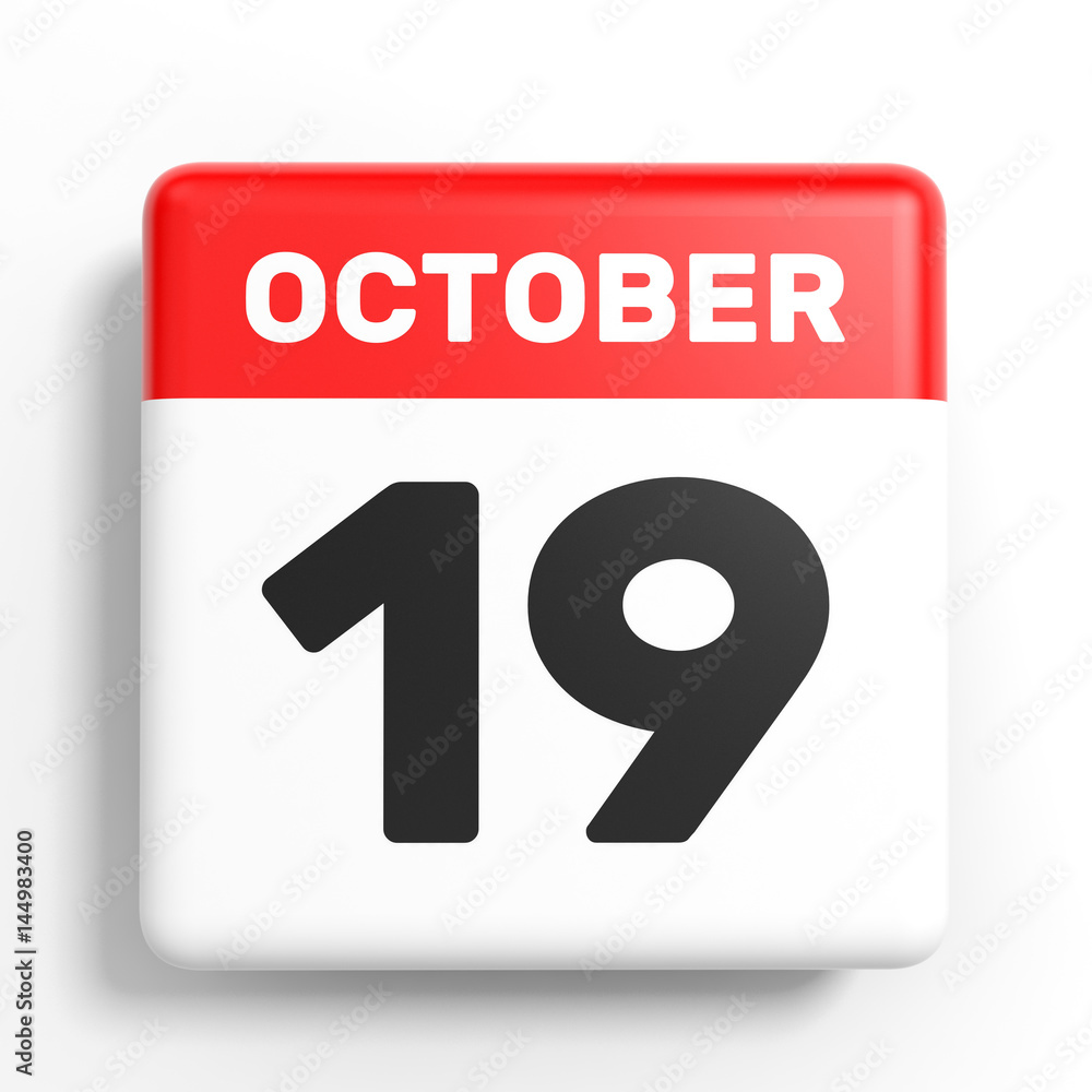 October 19. Calendar on white background. October 19. Calendar on white background.