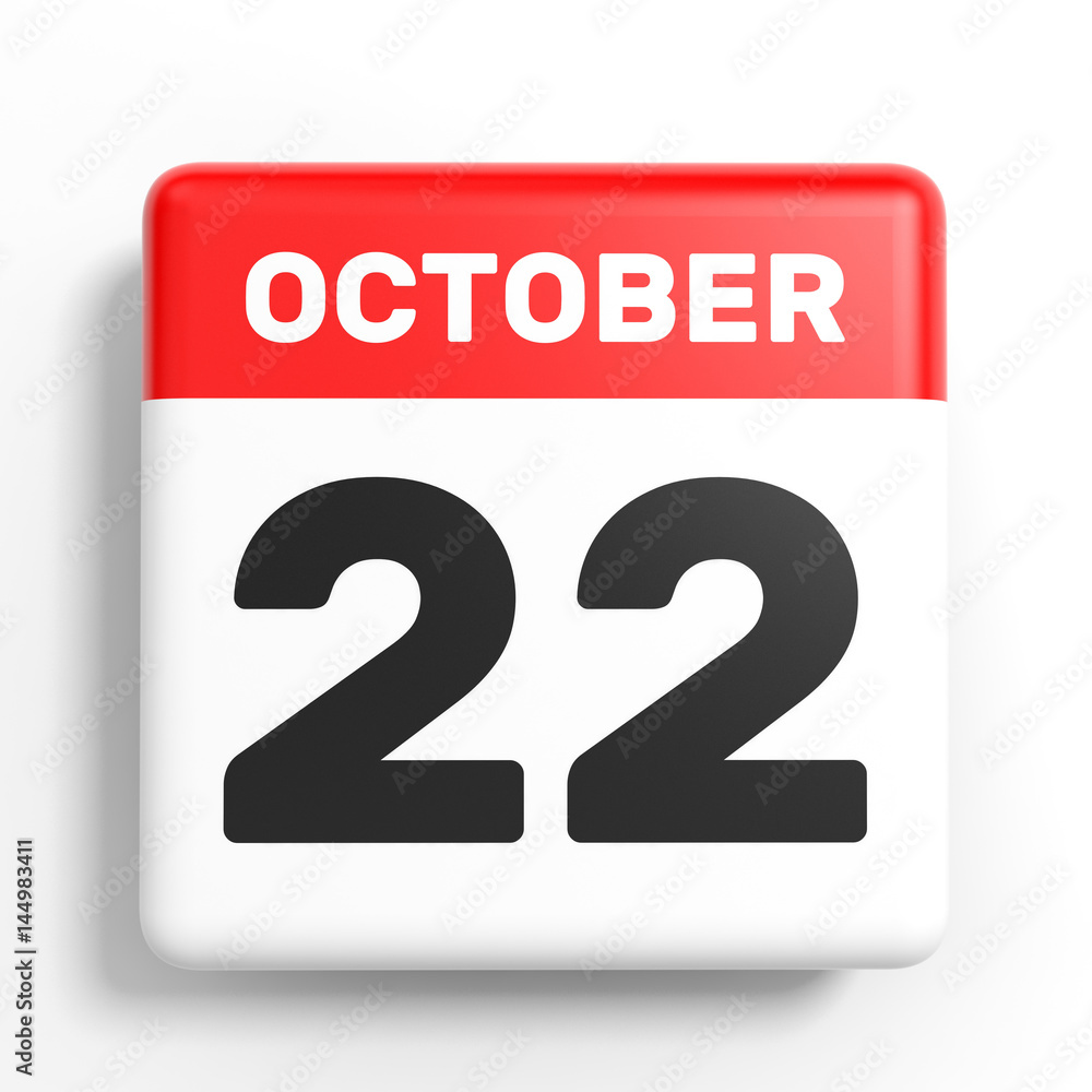 October 22. Calendar on white background. October 22. Calendar on white background.