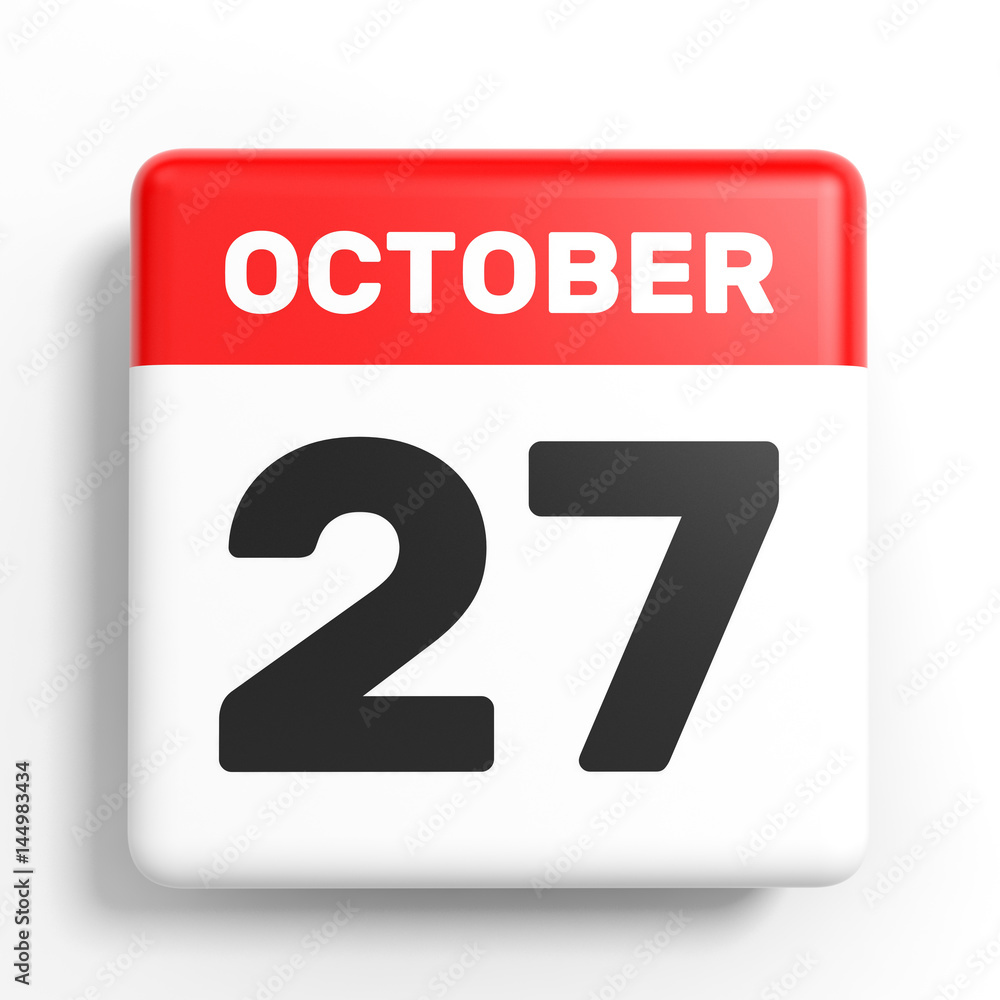 October 27. Calendar on white background. October 27. Calendar on white background.