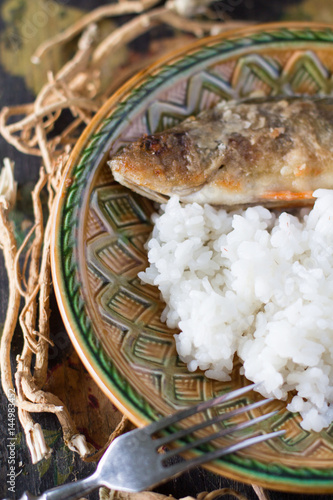 fried perch with rice