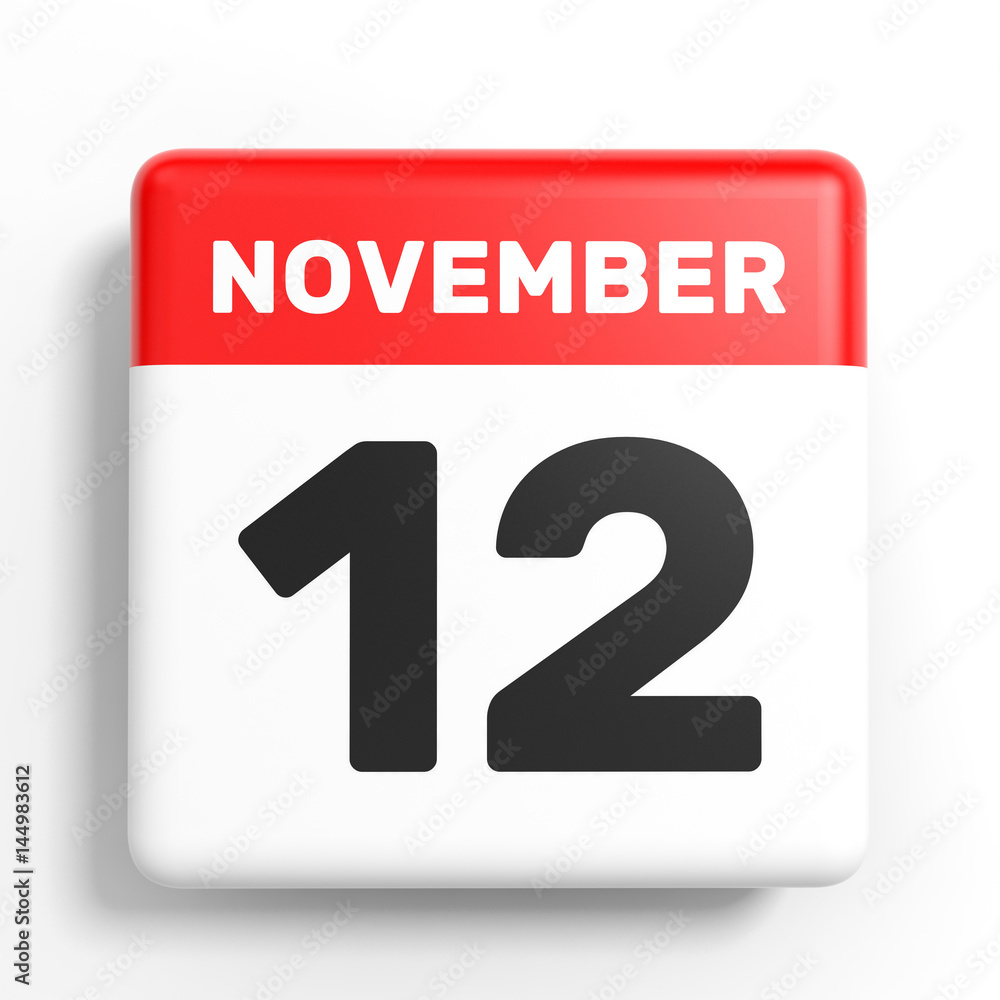 November 12. Calendar on white background. November 12. Calendar on white background.