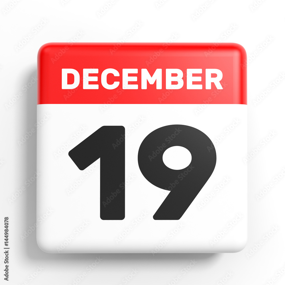 December 19. Calendar on white background. December 19. Calendar on white background.