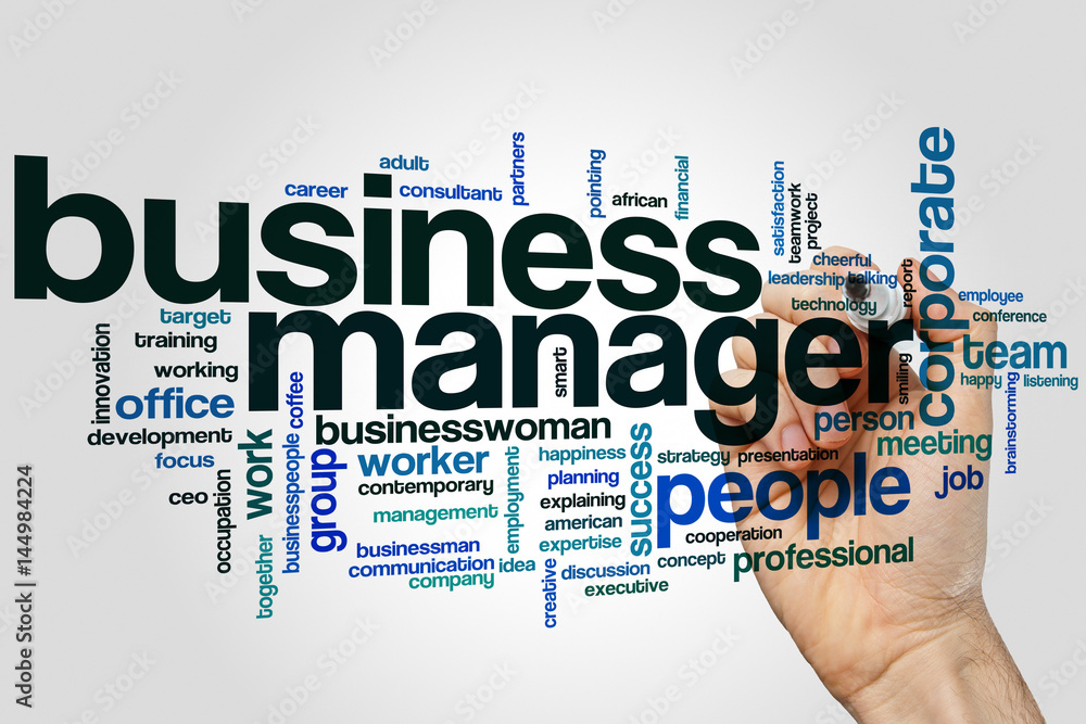 Business manager word cloud concept on grey background Business manager word cloud concept on grey background