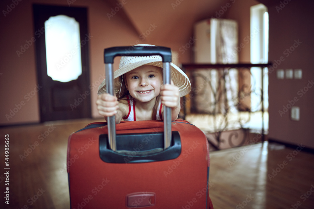 little cute girl ready to travel . little cute girl ready to travel .