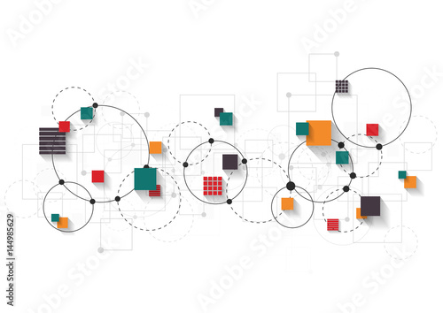 Abstract geometric background with square. dot and line connection. Vector Il...