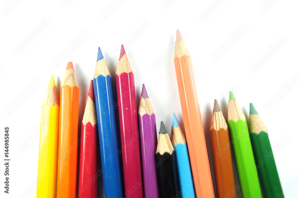 Color pencils isolated on white background.Close up. Color pencils isolated on white background.Close up.