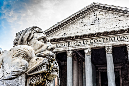 Particular, Mask, Pantheon, Agrippa, Fontana, fountain, Rome, Lazio, Italy, Europe