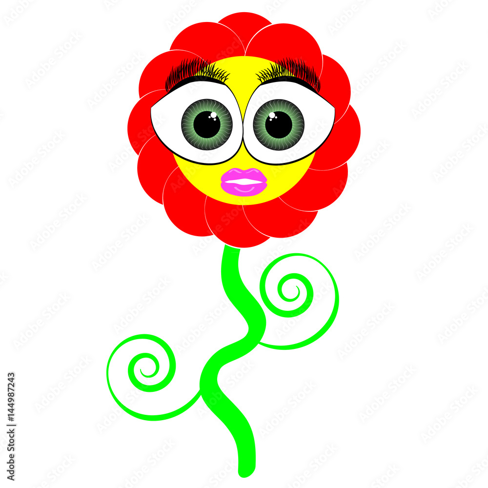 Funny flower on  white background