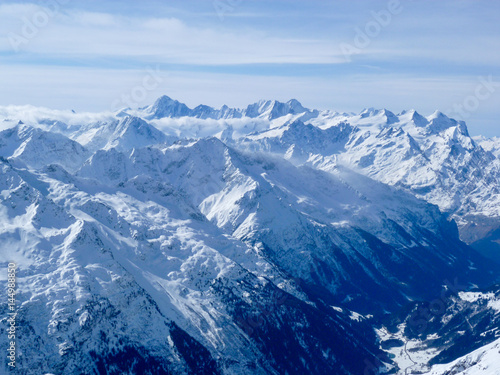Winter landscape from mount Titlis over Engelberg