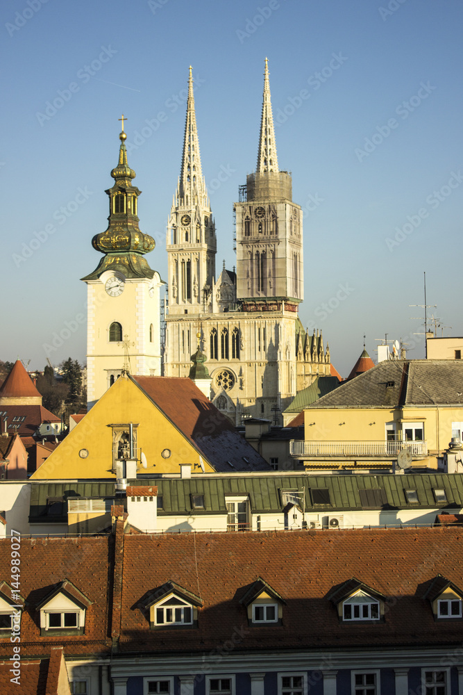 Zagreb Cathedral witch city panorama
