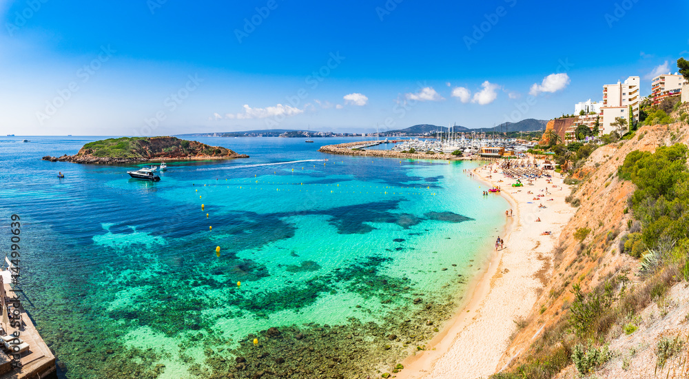 Naklejka premium Beautiful view of Puerto Portals Nous beach bay on Majorca Spain Mediterranean Sea
