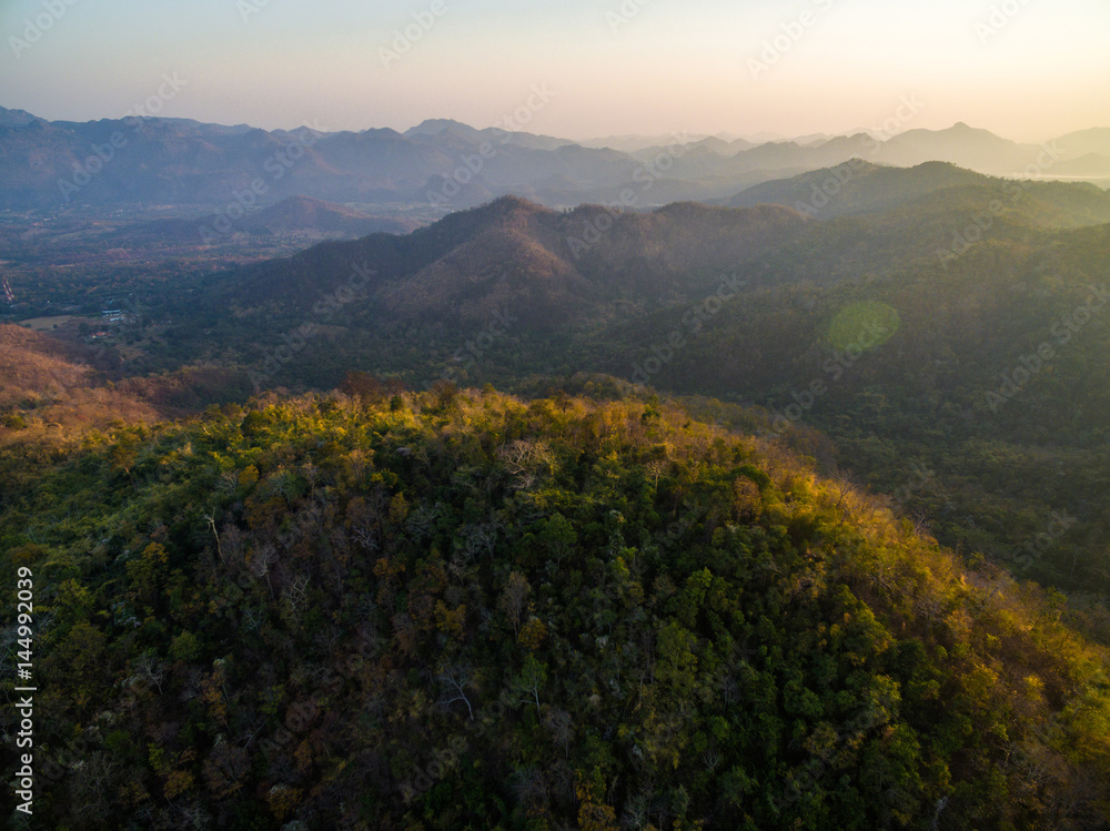 Mountain range and valley in Saraburi, Thailand