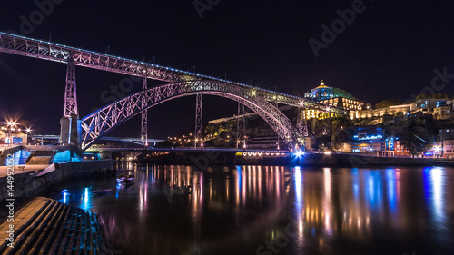 Porto by night. View of the waterfront Douro River and Luis I Bridge. Portugal © Tomasz Wozniak