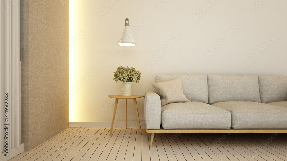 Obraz premium living area in apartment or hotel - 3D Rendering