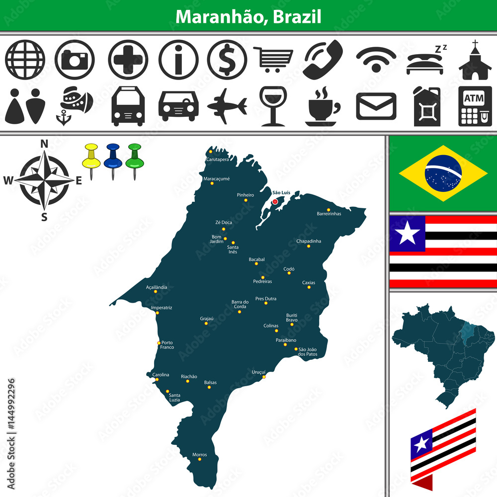 Fototapeta premium Map of Maranhao, Brazil