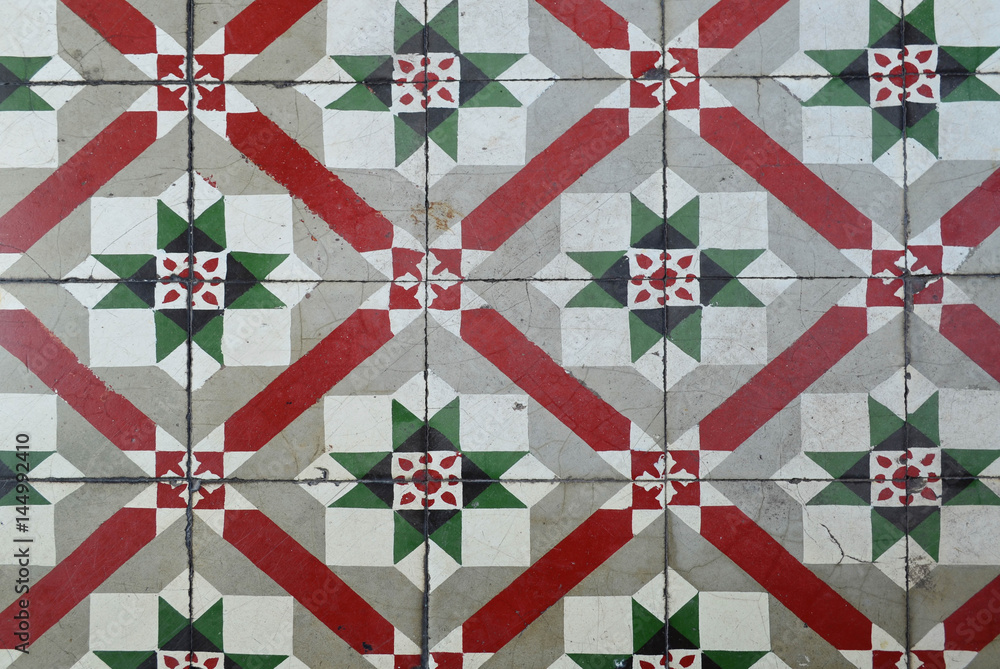 Vintage ceramic tile floor