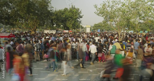 Time Lapse of Huge Crowds Shopping in Palika Bazaar, New Delhi, India photo