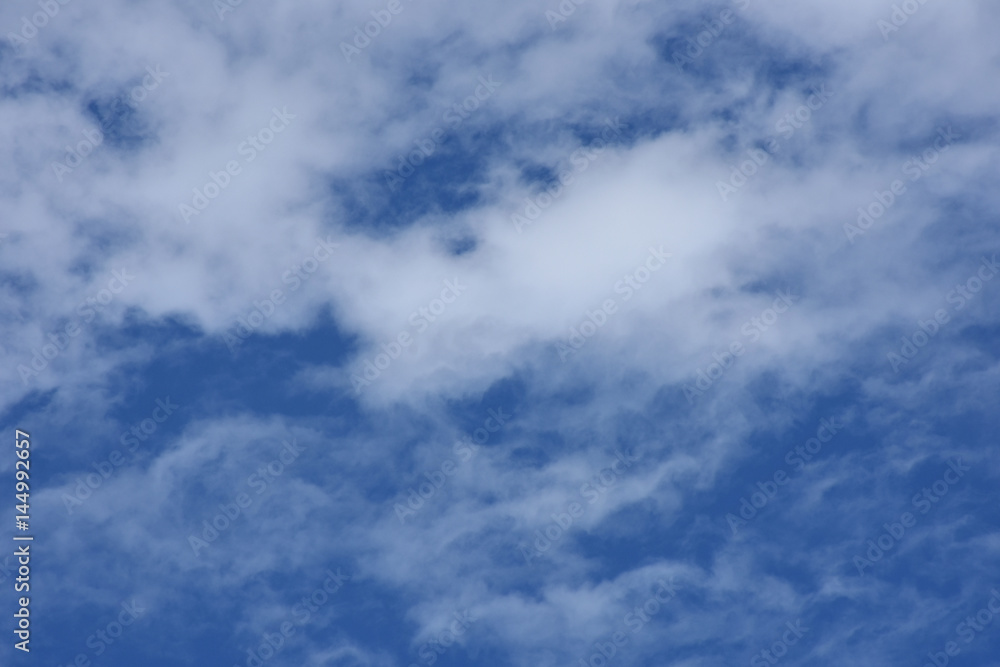 青空と雲「空想・白い雲のモンスター（長方形に目）」