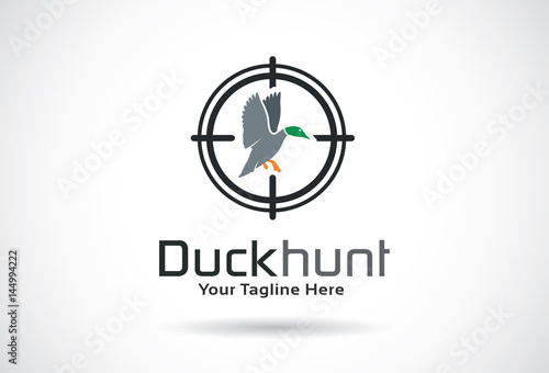 Duck Hunt Logo Template Design Vector, Emblem, Design Concept, Creative Symbol, Icon