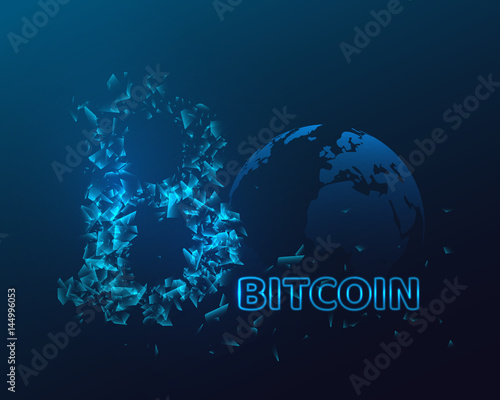 Bitcoin sign with glowing explosion effect