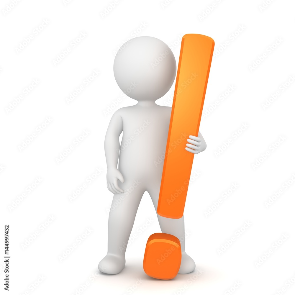 exclamation mark 3d black isolated on white background rendered business symbol icon render in high resolution for print internet and presentation