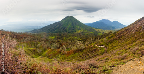 Panoramic view of the volcano and wooded hills  Indonesia