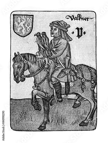 Billede på lærred Medieval German playing card, the falconer