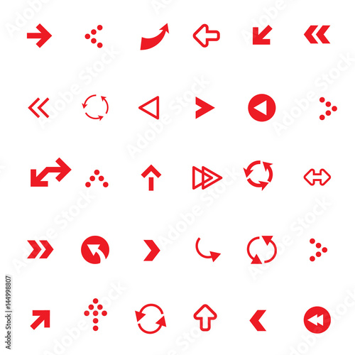 Free Download Flat Red Vector Arrows Set Isolated on white Background - GFXLoad