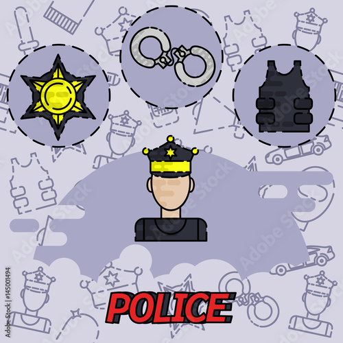 Police flat concept icon
