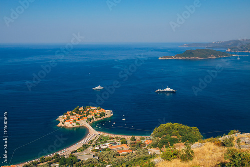 Island of Sveti Stefan in Montenegro. Panoramic shot © Nadtochiy